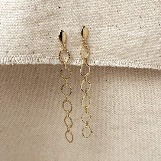 18k Gold Filled Diamond Cut Fancy Chain Earrings