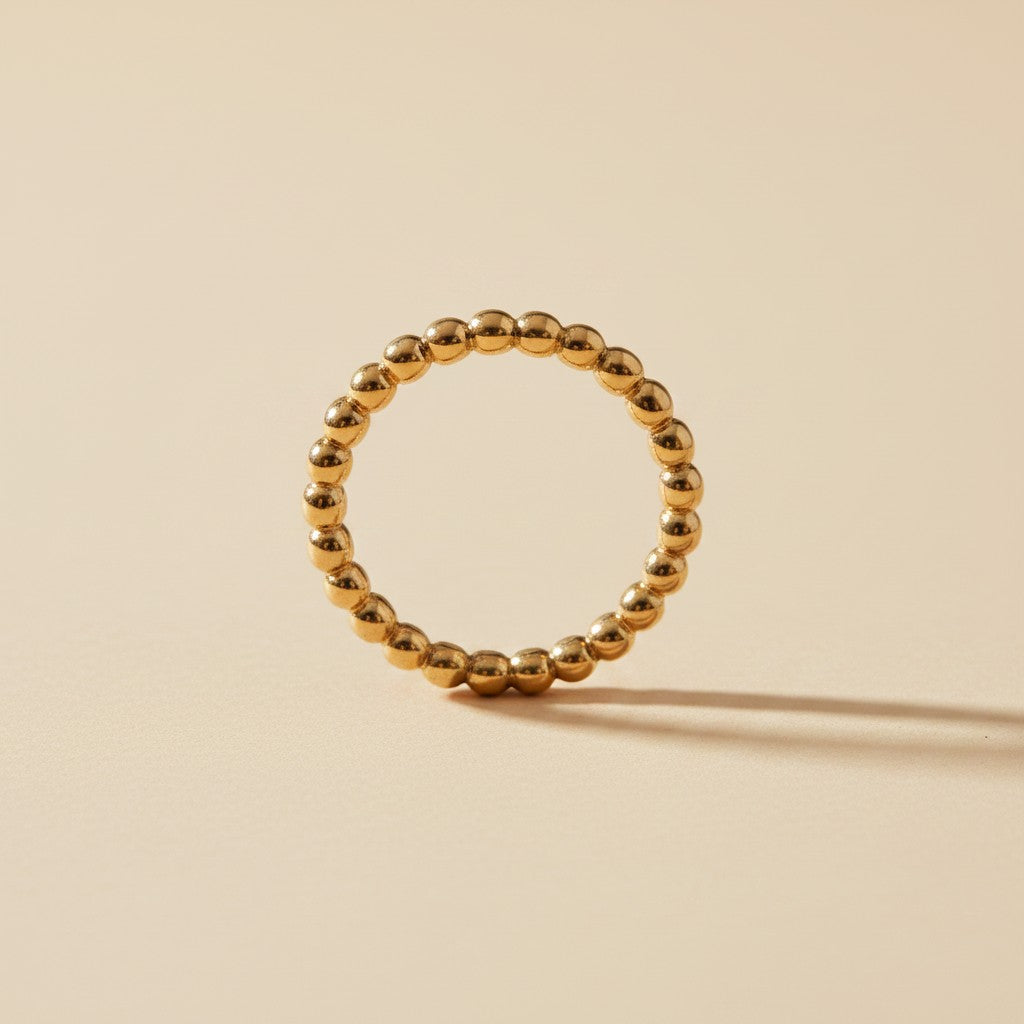 18k Gold Filled 2mm Beaded Band Ring | Minimalist & Charming