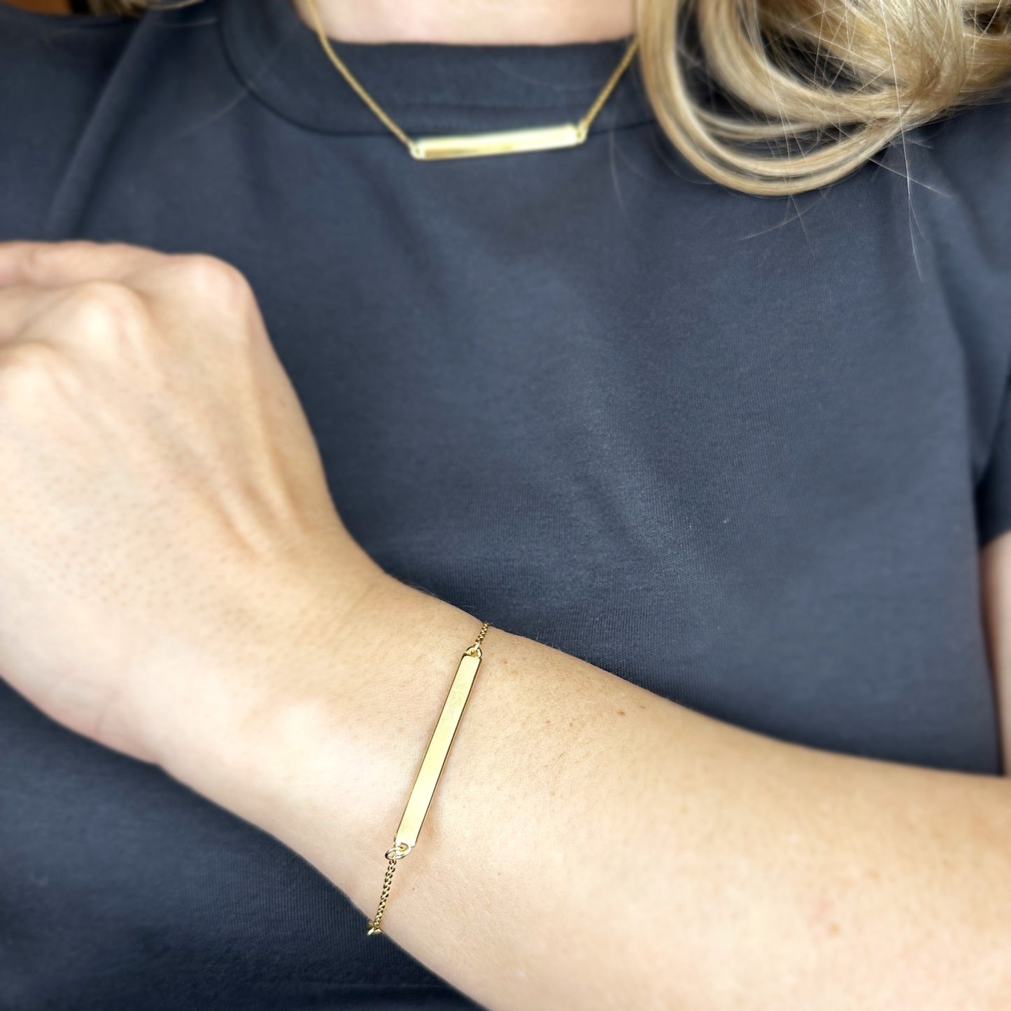 18k Gold Filled Polished Bar Bracelet