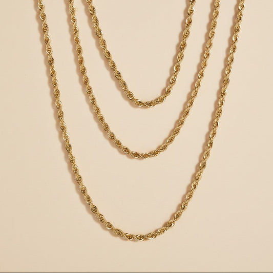 18k Gold Filled 3.0mm Rope Chain Necklace | Bold Classic Style