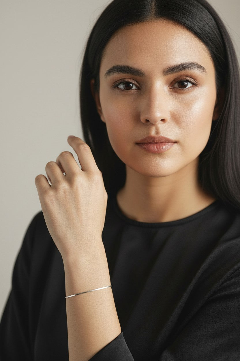 Sterling Silver Square Herringbone Bracelet — The Herringbone, Reimagined with an Edge