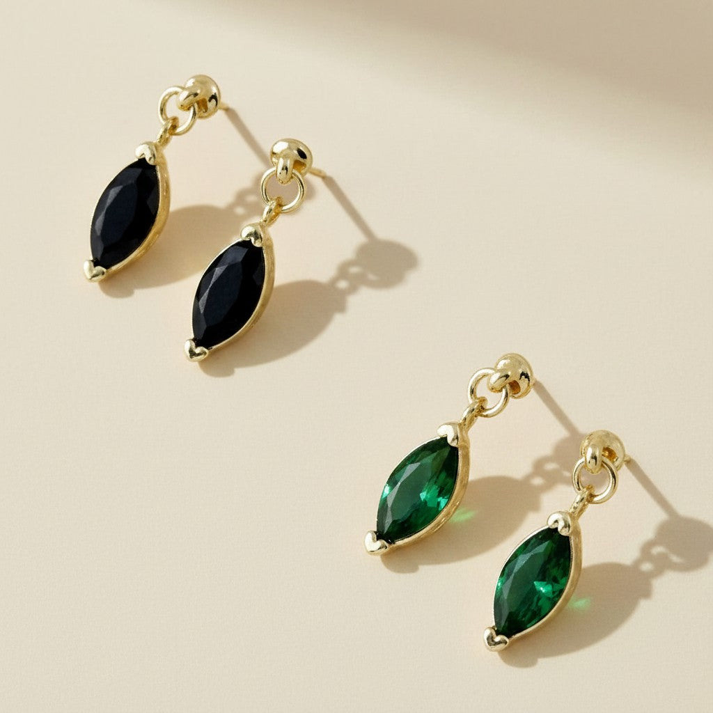 18k Gold Filled Marquise CZ Drop Earrings | Elegant Color &amp; Sparkle