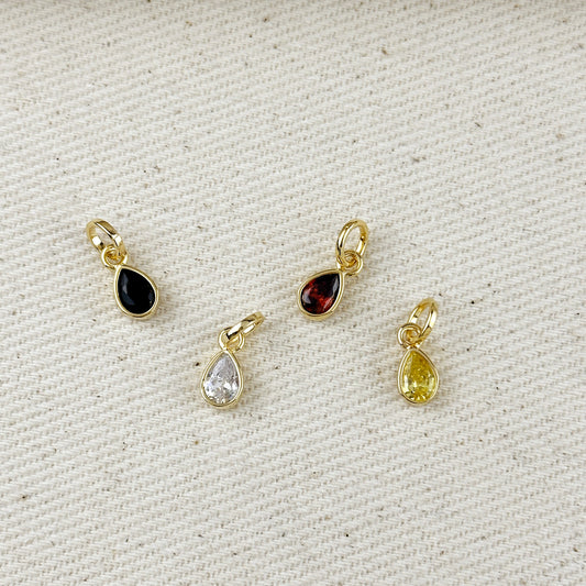 18k Gold Filled Colored CZ Drop Charm