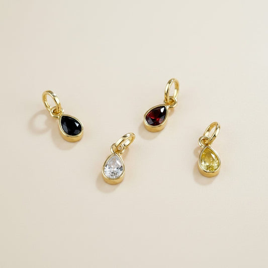 18k Gold Filled Birthstone Bezel Drop Charm | Personalized Sparkle