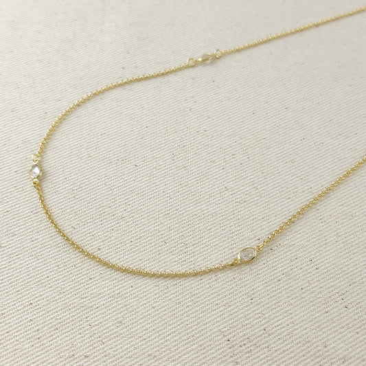 18k Gold Filled Oval CZ Bezel Belly Chain