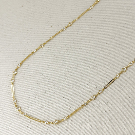 18k Gold Filled Paperclip And Stars CZ Belly Chain
