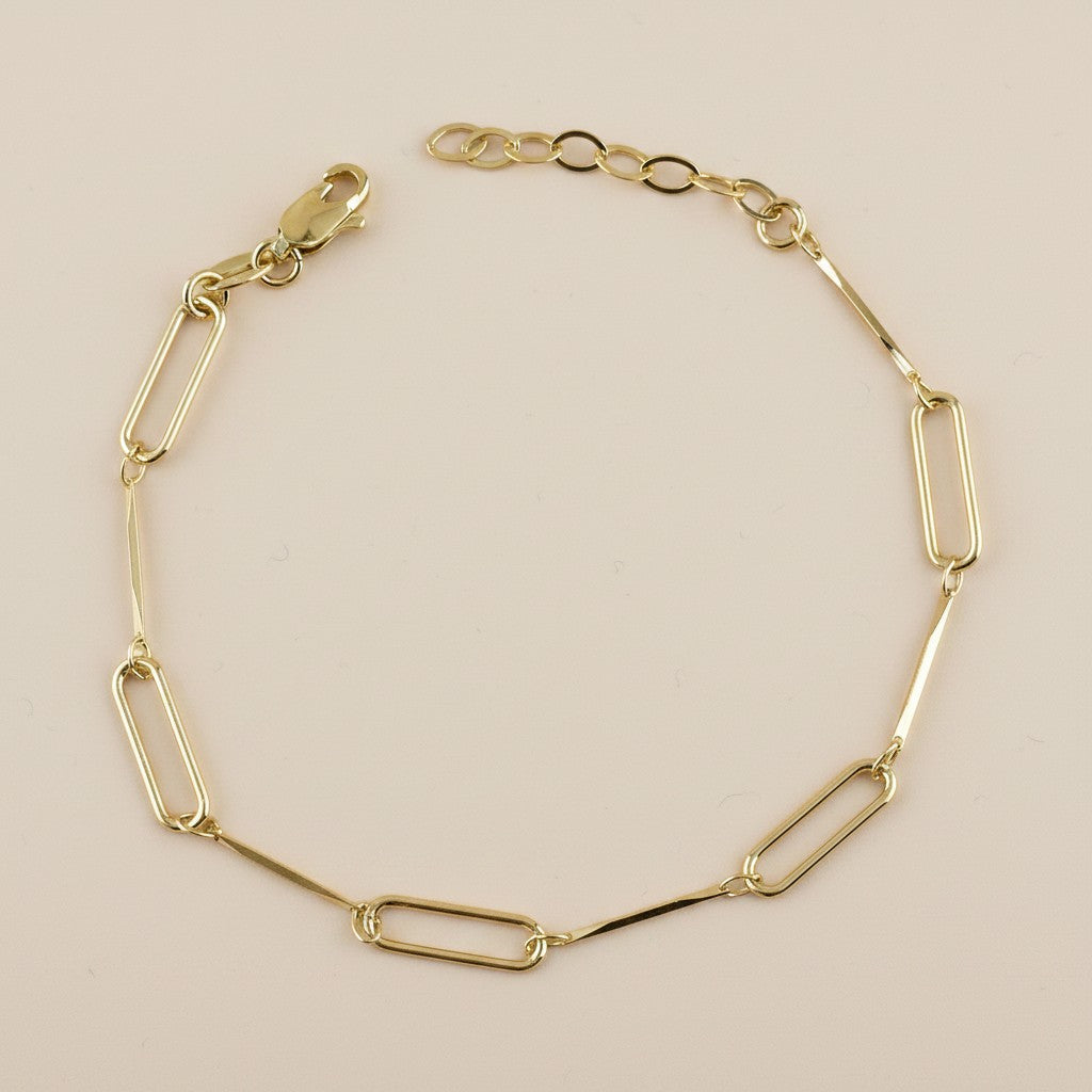 18k Gold Filled Paperclip & Straw Bracelet | Contemporary Timeless Style