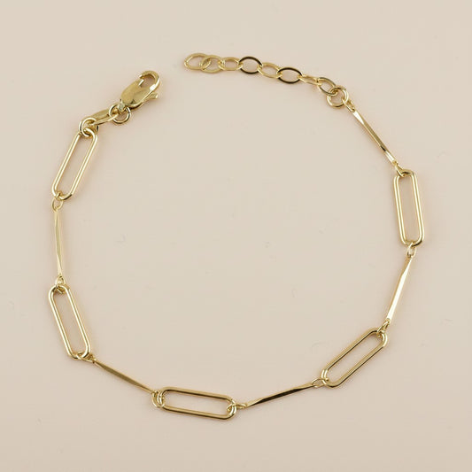 18k Gold Filled Paperclip & Straw Bracelet | Contemporary Timeless Style