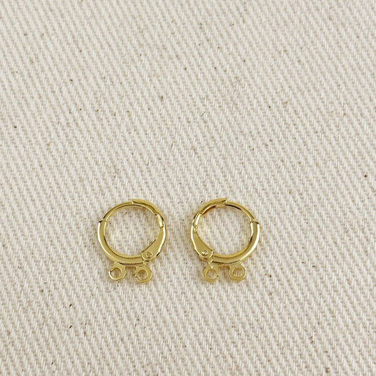 18k Gold Filled Earrings Plain Lever-back with 2 Jump Rings