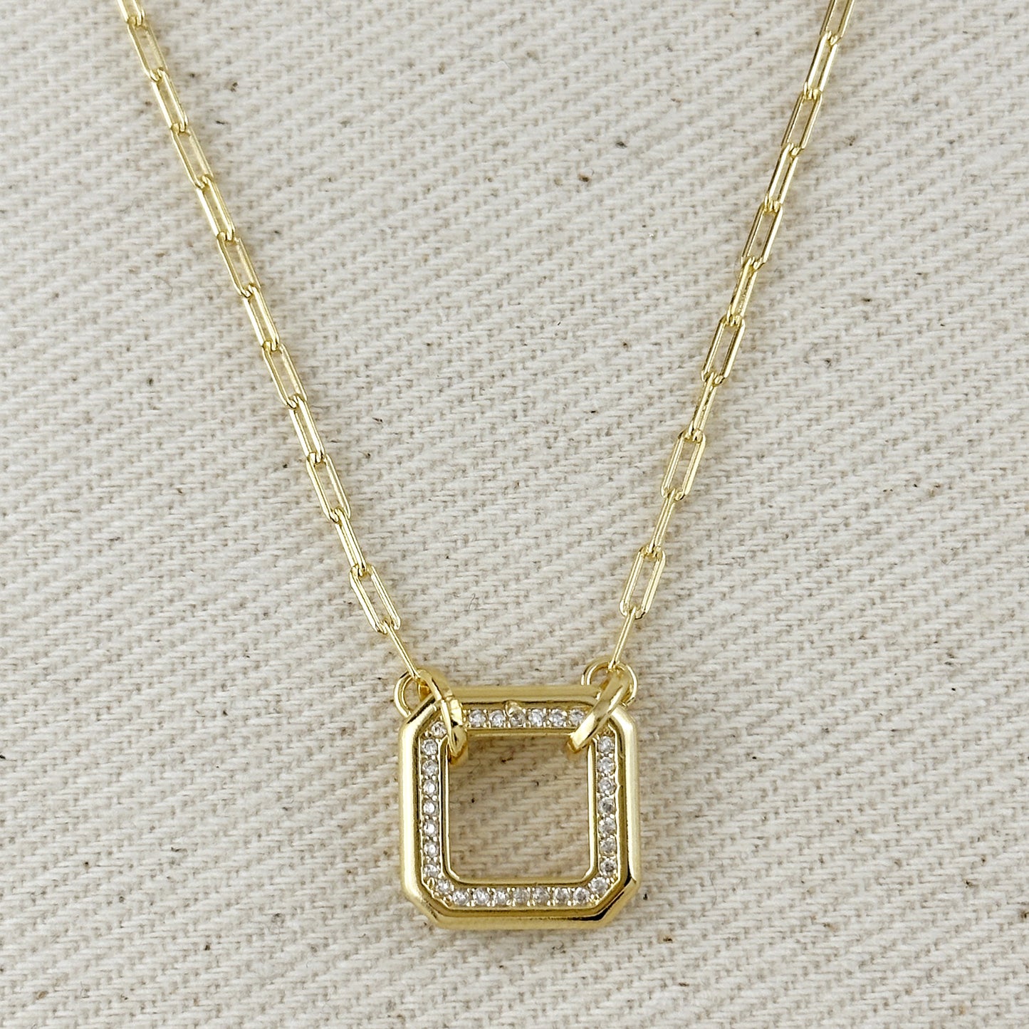 18k Gold Filled Quadratini CZ Necklace
