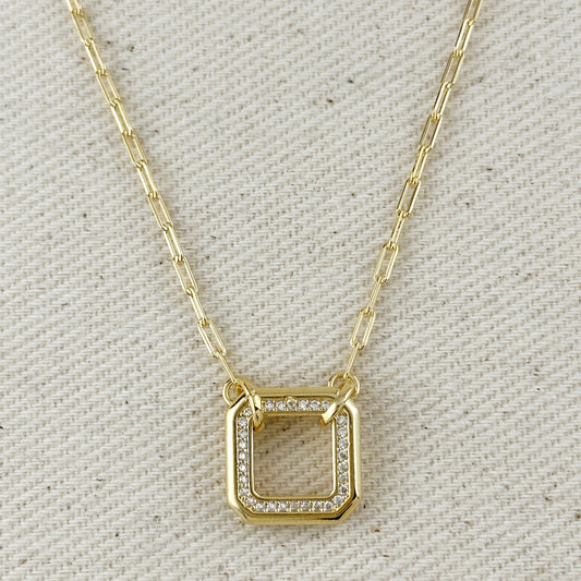 18k Gold Filled Quadratini CZ Necklace