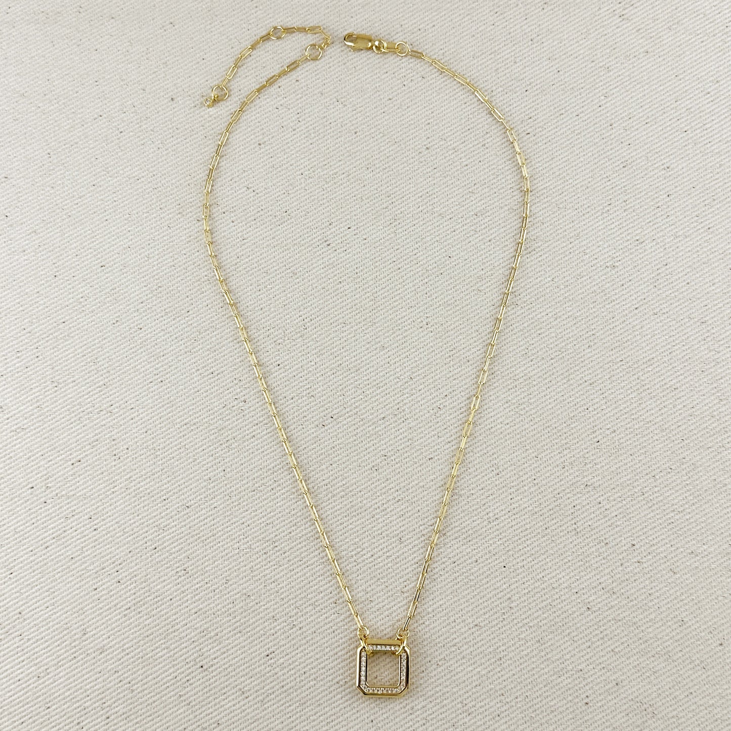 18k Gold Filled Quadratini CZ Necklace