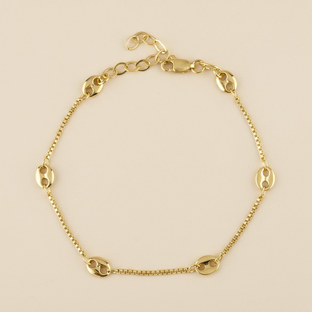 18k Gold Filled Fancy Box Chain Bracelet | Sophisticated Dimensional Texture