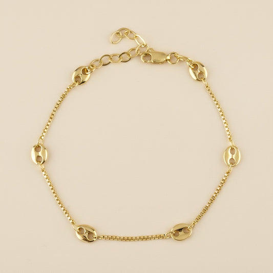 18k Gold Filled Fancy Box Chain Bracelet | Sophisticated Dimensional Texture