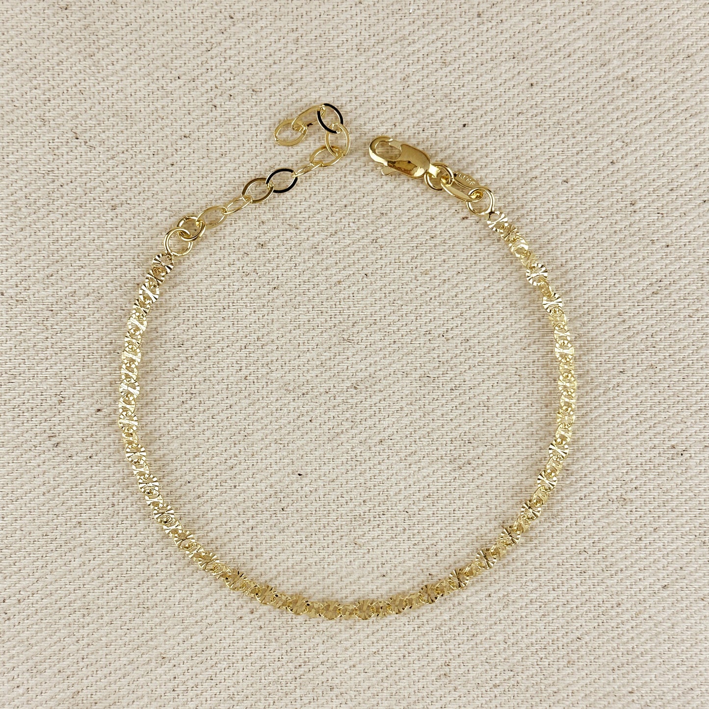 18k Gold Filled Diamond Cut Mirror Chain Bracelet
