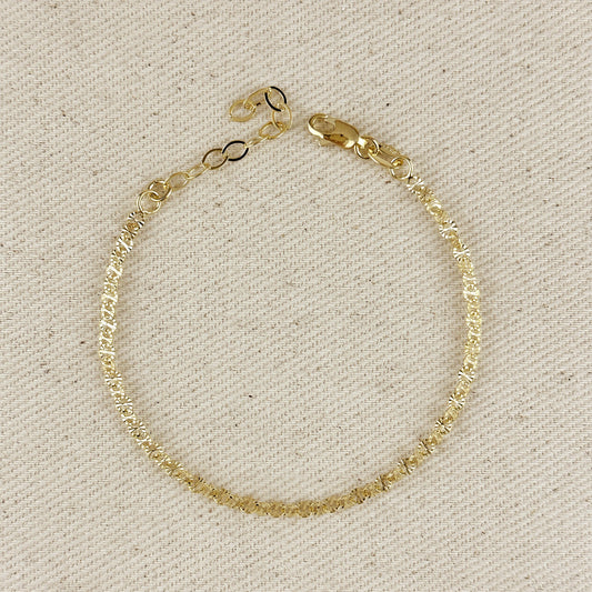 18k Gold Filled Diamond Cut Mirror Chain Bracelet