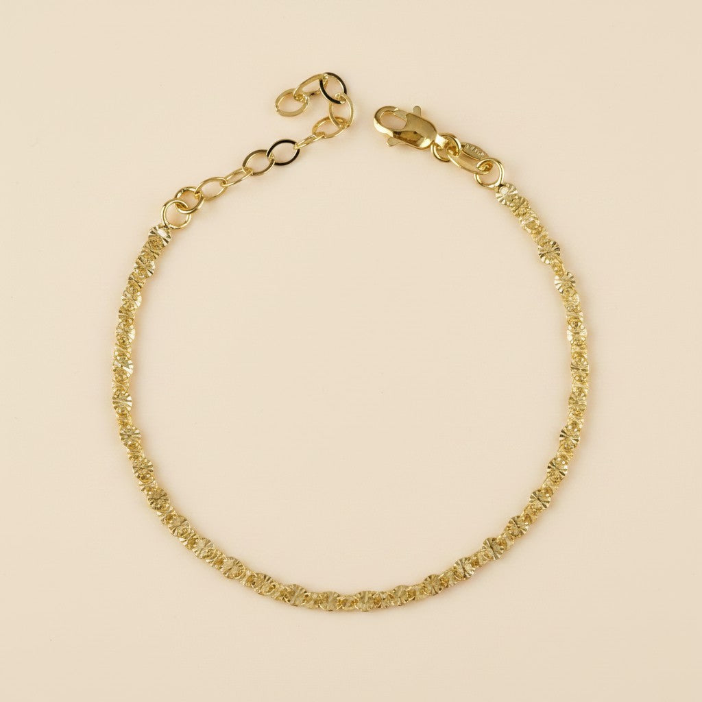 18k Gold Filled Diamond Cut Mirror Chain Bracelet | Brilliant Everyday Elegance