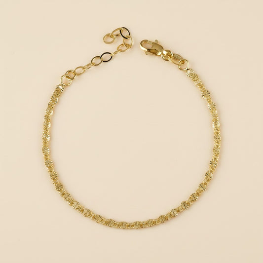 18k Gold Filled Diamond Cut Mirror Chain Bracelet | Brilliant Everyday Elegance