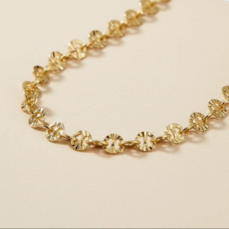 18k Gold Filled Diamond Cut Mirror Chain Necklace | Brilliant Light-Catching Sparkle
