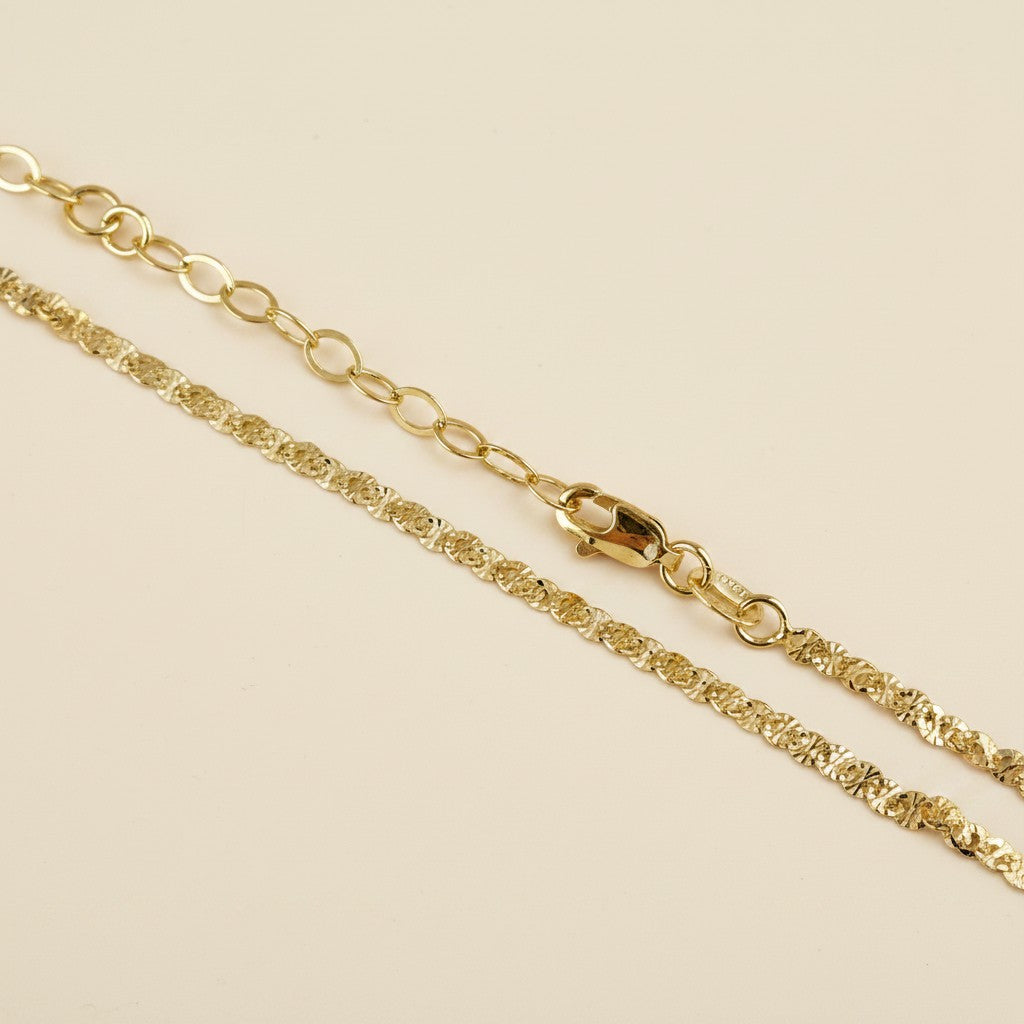 18k Gold Filled Diamond Cut Mirror Chain Necklace | Brilliant Light-Catching Sparkle