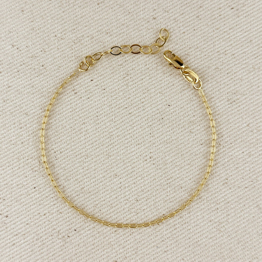 18k Gold Filled Mini Diamond Cut Paperclip Chain Bracelet