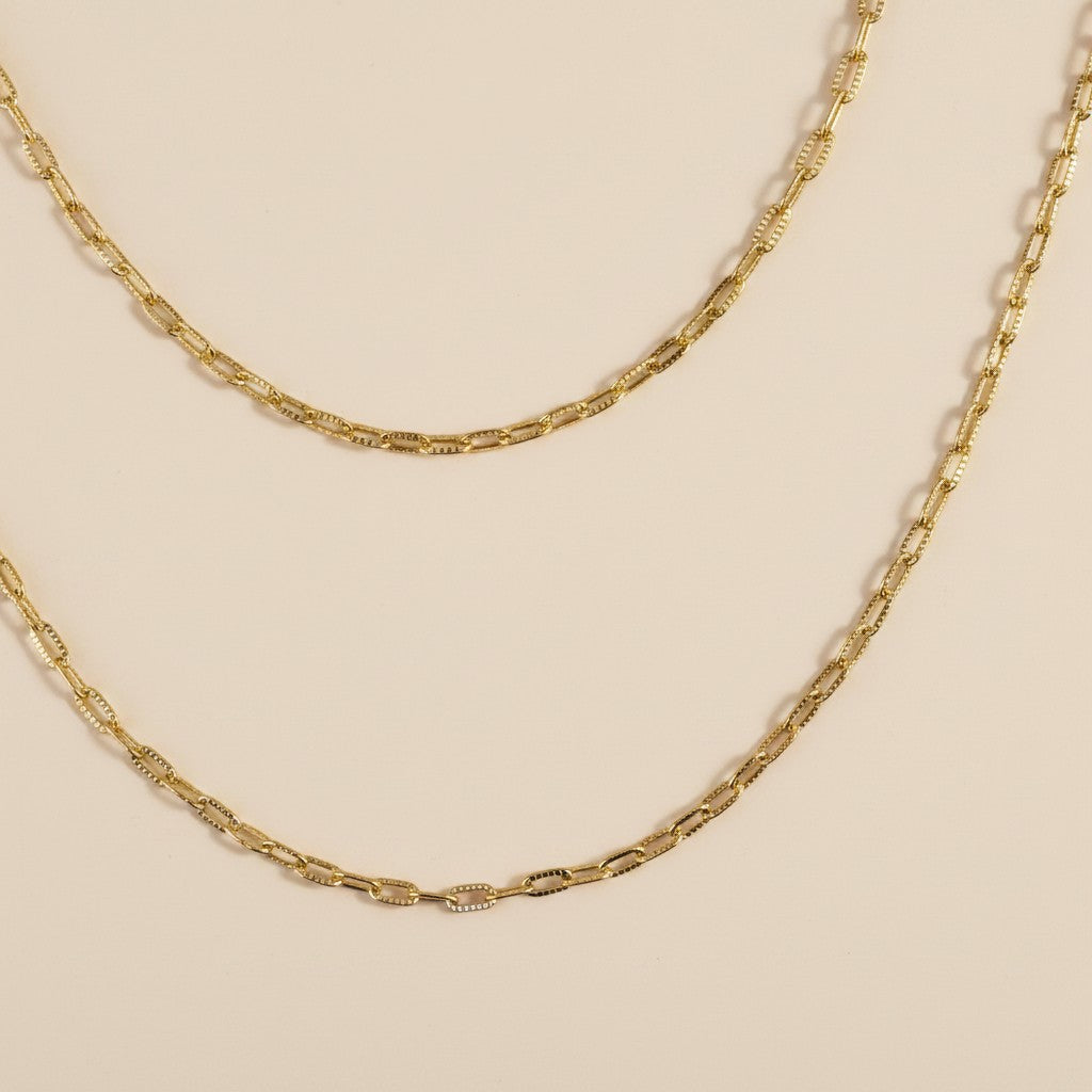 18k Gold Filled Diamond Cut Mirror Chain Necklace | Brilliant Light-Catching Sparkle