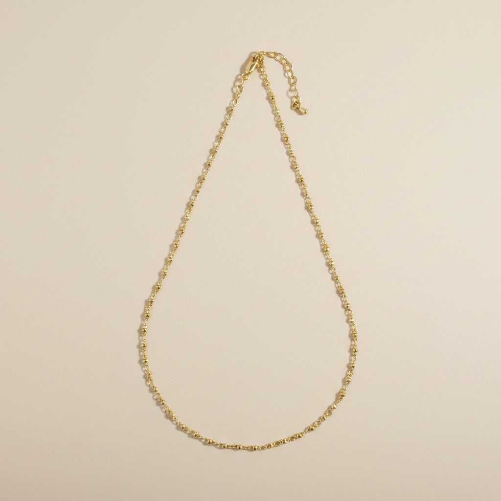 ✨ 18k Gold Filled Faceted Beaded Necklace — Subtle Shimmer, Endlessly Worn