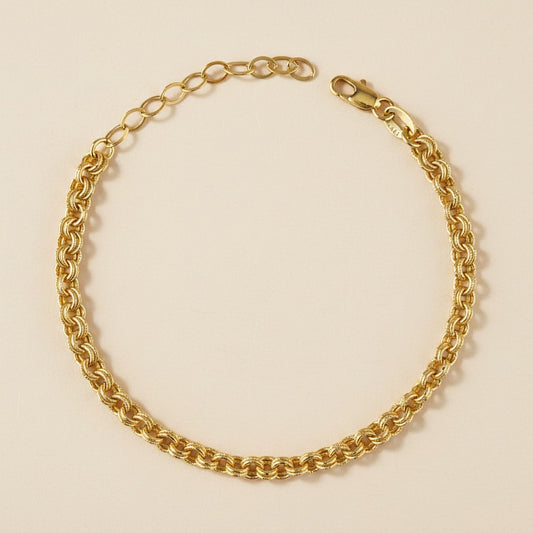 18k Gold Filled Double Link Rolo Chain Bracelet | Classic Meets Contemporary