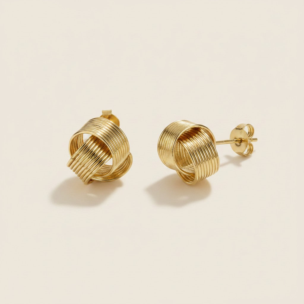 ✨ 18k Gold Filled Wire Knot Stud Earrings — Multiple Strands. One Knot. Endlessly Intricate.