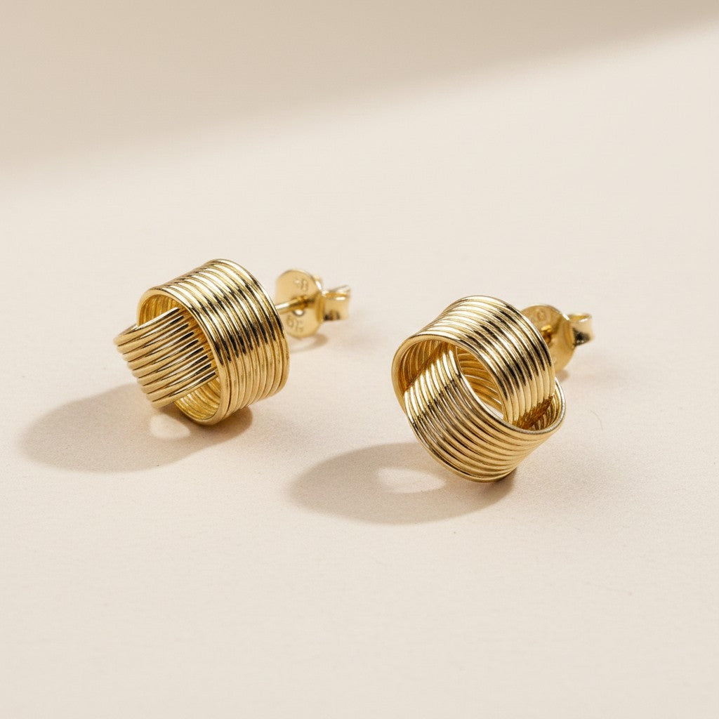 ✨ 18k Gold Filled Wire Knot Stud Earrings — Multiple Strands. One Knot. Endlessly Intricate.