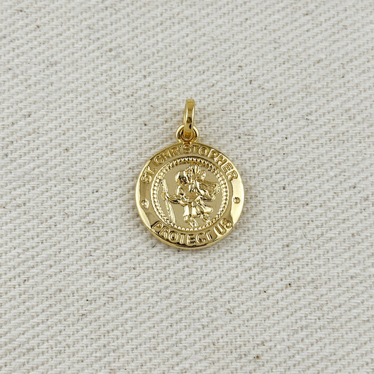 18k Gold Filled Saint Christopher Medal Pendant
