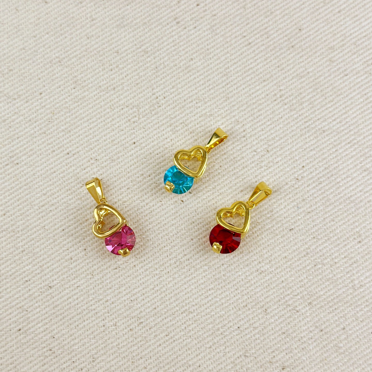 Colored Crystal Heart Charm