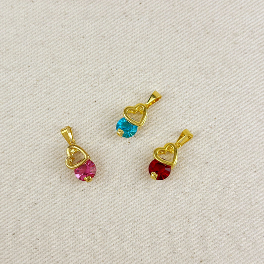 Colored Crystal Heart Charm