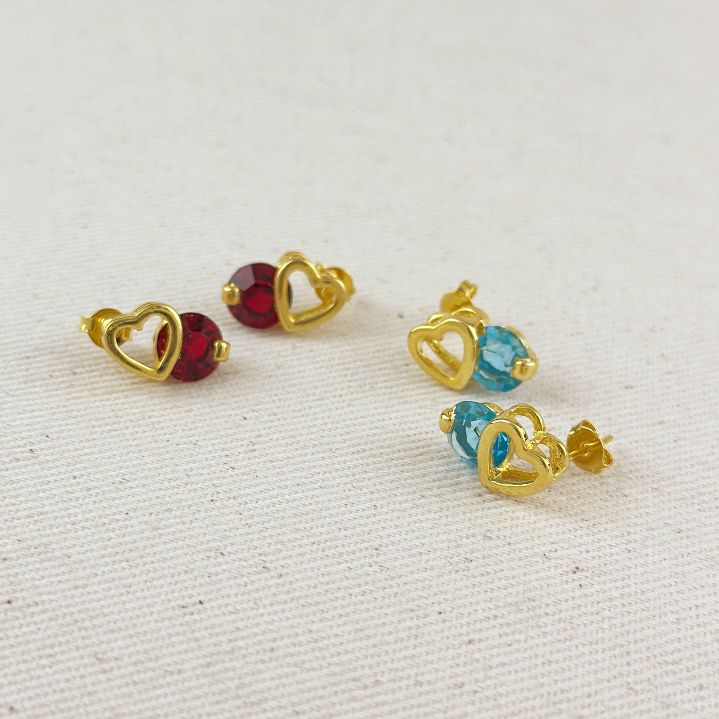 Colored Crystal Hearts Earrings