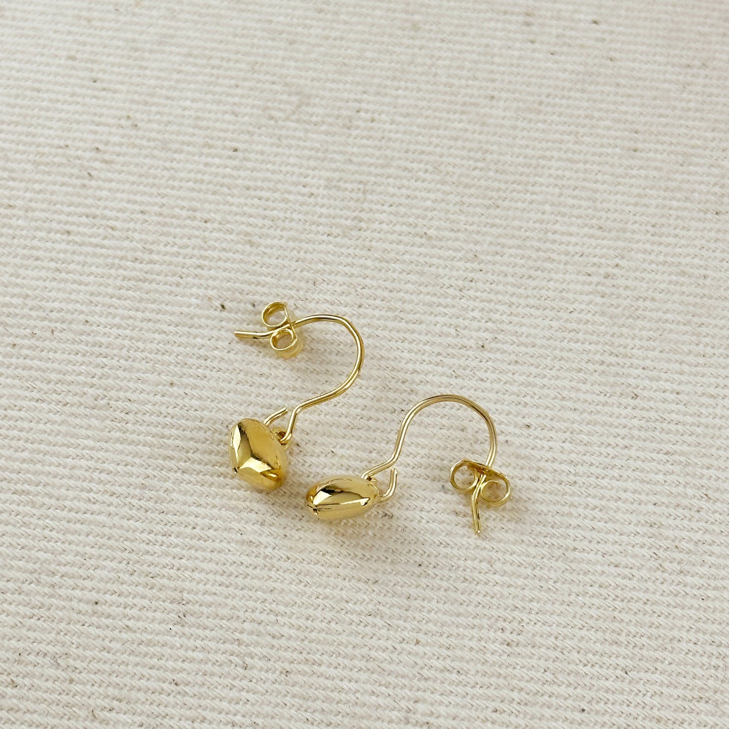 18k Gold Filled Mini Dangle Puffy Heart Earrings