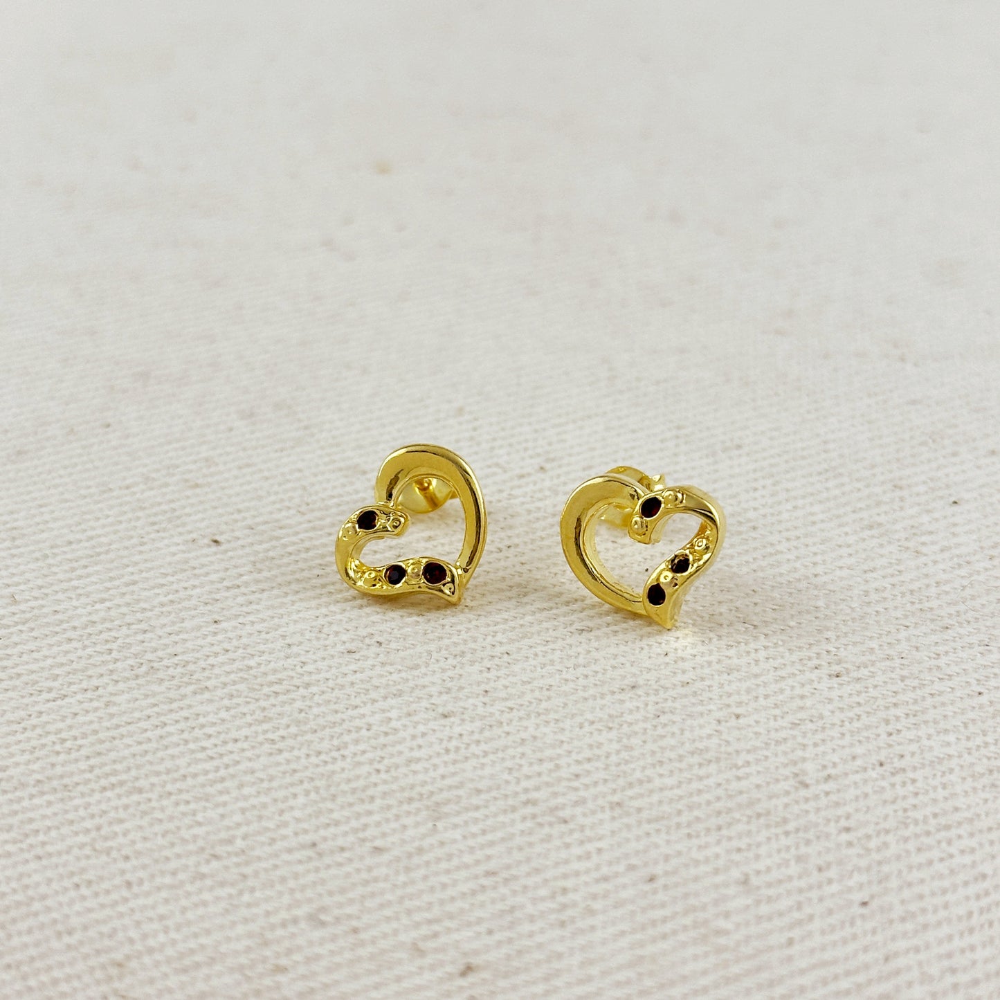 18k Gold Filled CZ Heart Earrings