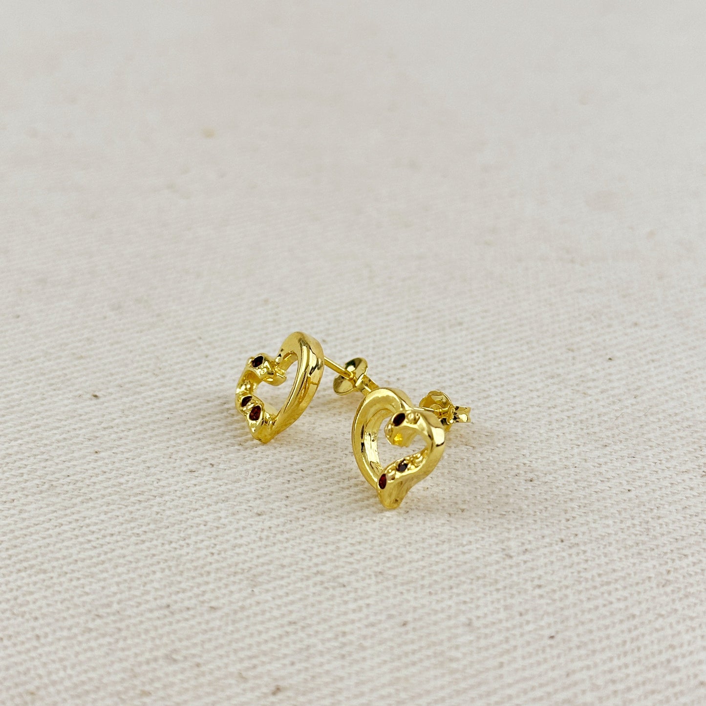18k Gold Filled CZ Heart Earrings