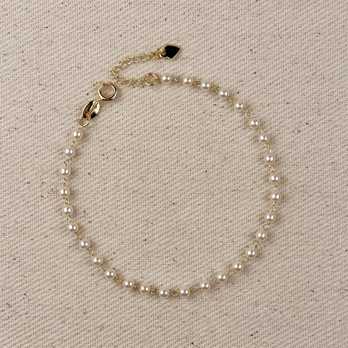 18k Gold Filled 3mm Pearl Bracelet