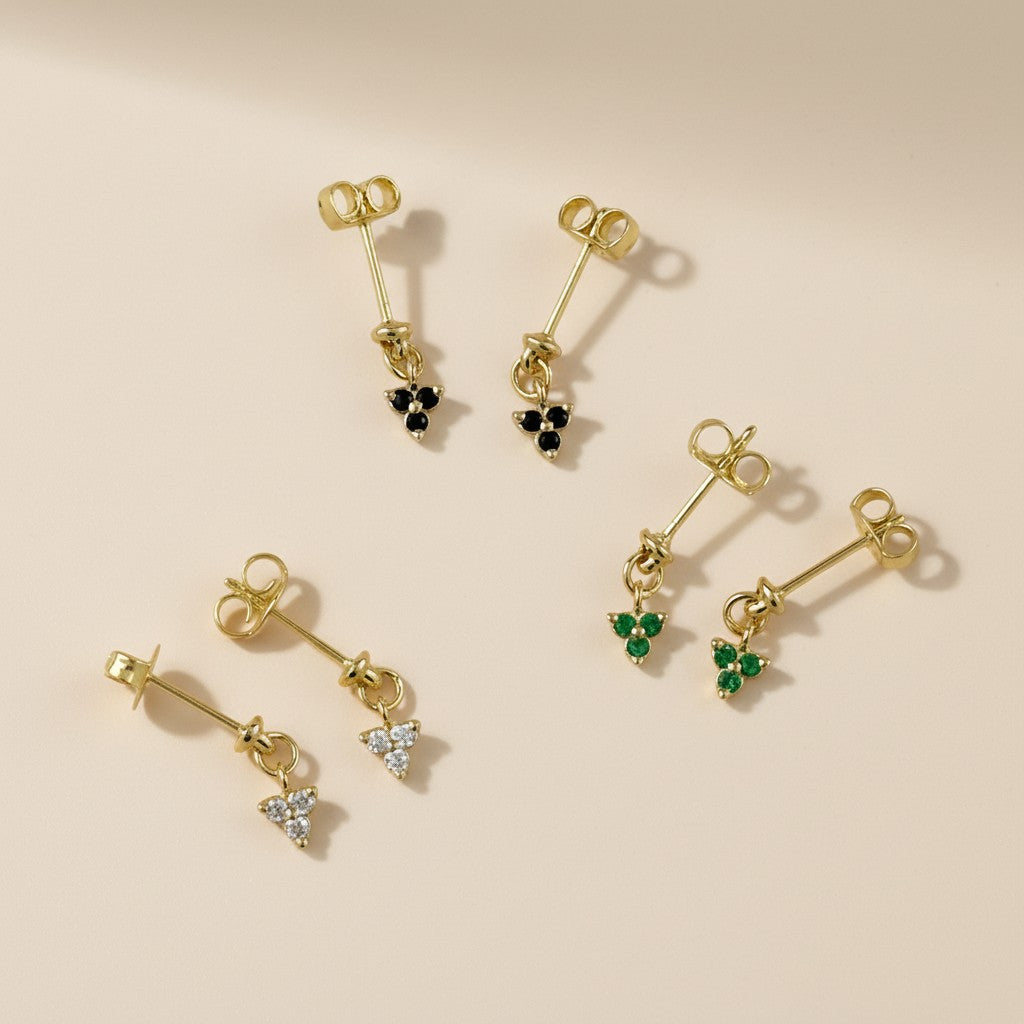 18k Gold Filled CZ Flower Drop Earrings — Dainty, Sparkling; Endlessly Wearable