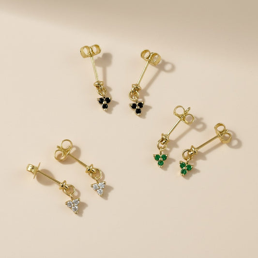 18k Gold Filled CZ Flower Drop Earrings — Dainty, Sparkling; Endlessly Wearable