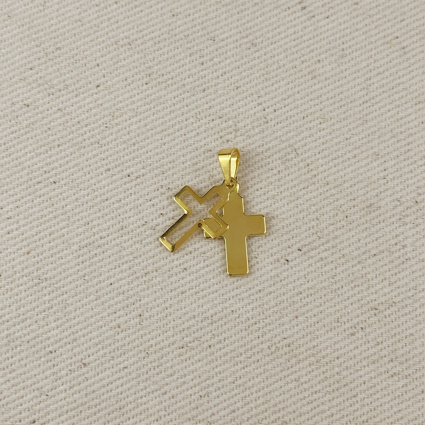 18k Gold Filled Double Cross Pendant