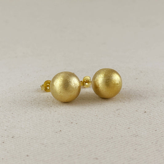 13mm Brushed Ball Earrings