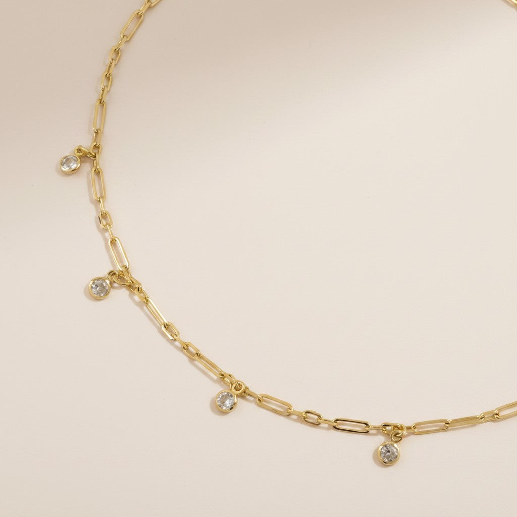 ✨ 18k Gold Filled CZ Paperclip Belly Chain — Modern, Sparkling & Made to Turn Heads