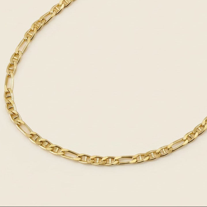 18k Gold Filled Figarucci Anklet | Figaro Mariner Chain