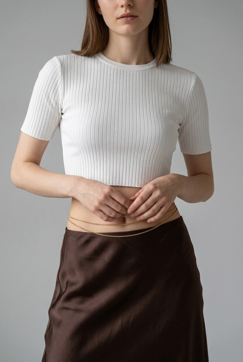 18k Gold Filled Double Belly Chain | Dainty Paperclip Body Jewelry