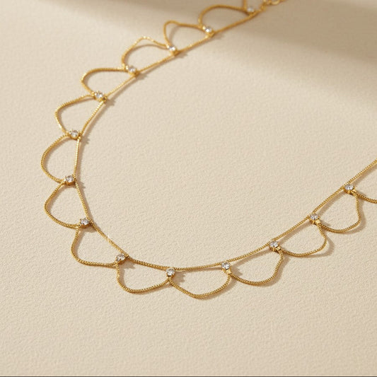 18k Gold Filled Bali Style Belly Chain with CZ Stones | Boho Body Jewelry