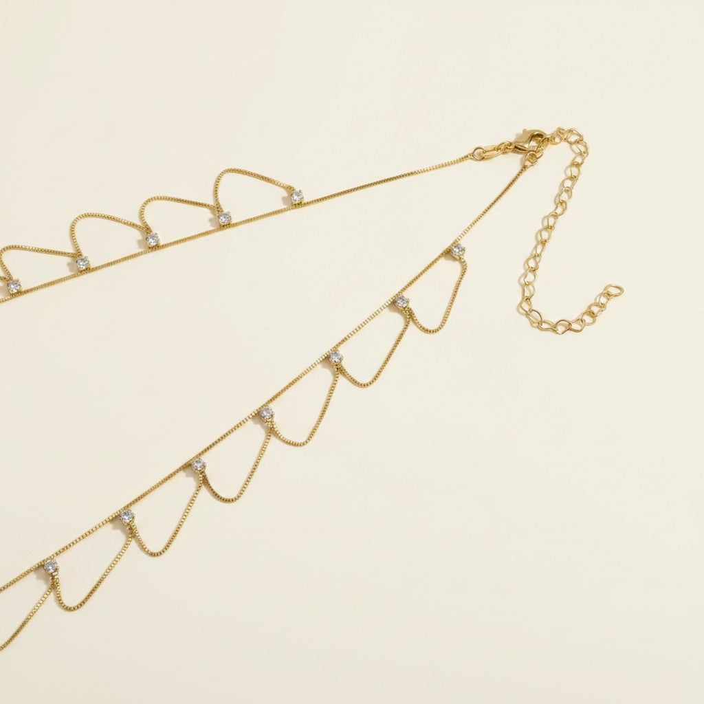18k Gold Filled Bali Style Belly Chain with CZ Stones | Boho Body Jewelry