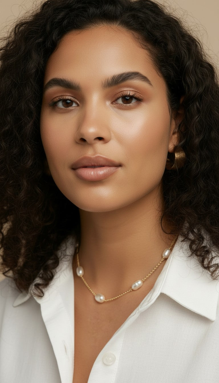🤍 18k Gold Filled Spaced Baroque Pearl Necklace — Each Pearl Its Own Moment. The Chain Its Own Beauty.