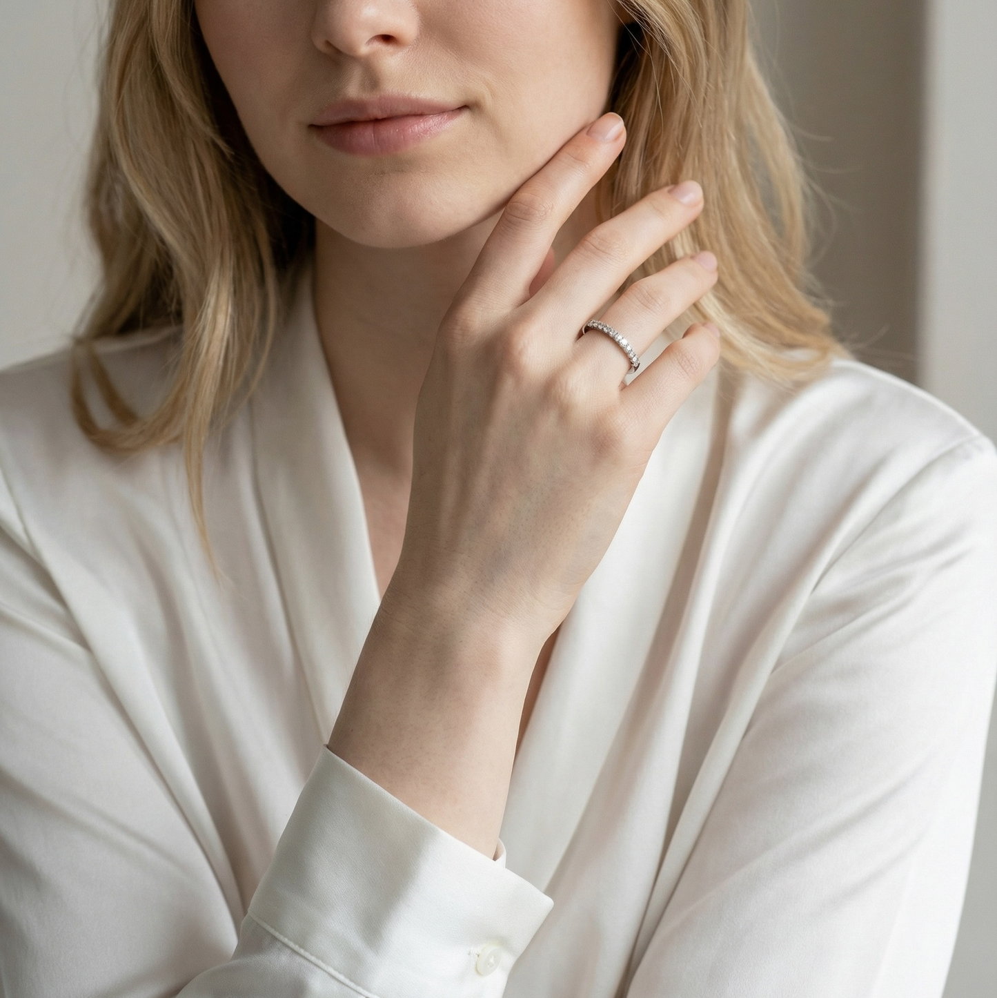 CZ Half Band Ring