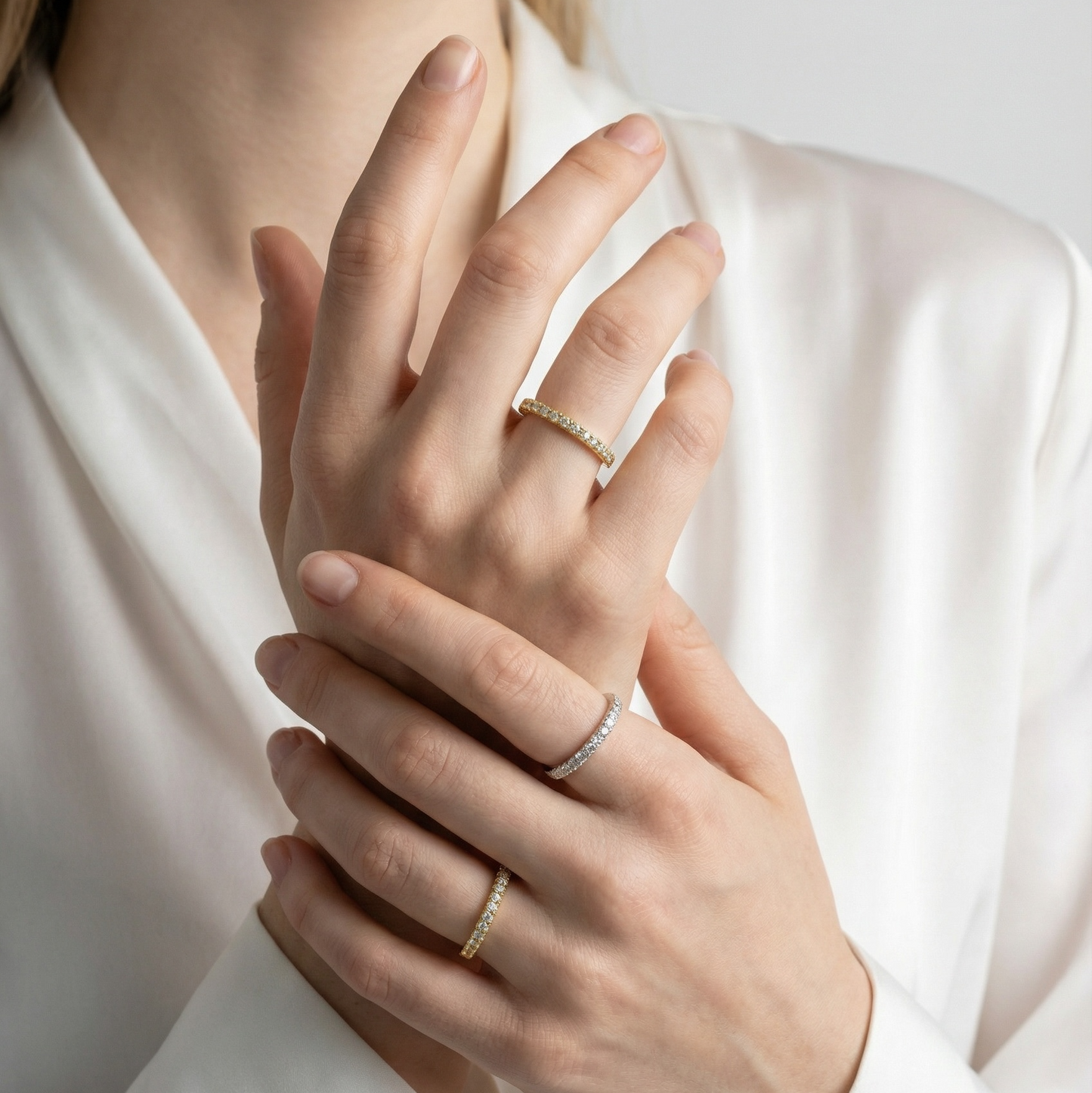 CZ Half Band Ring